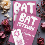 Invitación Groovy Handlettering Personalizado Bat Mitzvah Pin<br><div class="desc">¡Una tarjeta perfecta para anunciar un mitzvah de murciélago! ¡La mano hizo arte para ti con la letra en la parte delantera y en la parte trasera! ¡TODO PERSONALIZABLE! Haga clic en "Personalizar" para editar el texto. Haga clic en "editar usando la herramienta de diseño" para ajustar los tipos de...</div>