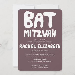 Invitación Groovy Handlettering Personalizado Bat Mitzvah Pur