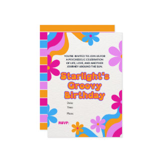 Invitación Groovy Hippie Amor Paz y Amor Celebración