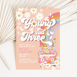 Invitación Groovy Joven Salvaje y Tercer Cumpleaños