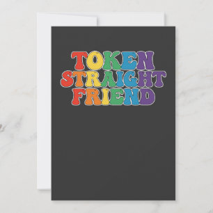 Invitación Groovy LGBT Pride Token Straight Friend