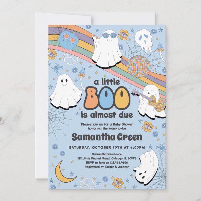 Invitación Groovy Little Boo Baby Shower (Anverso)