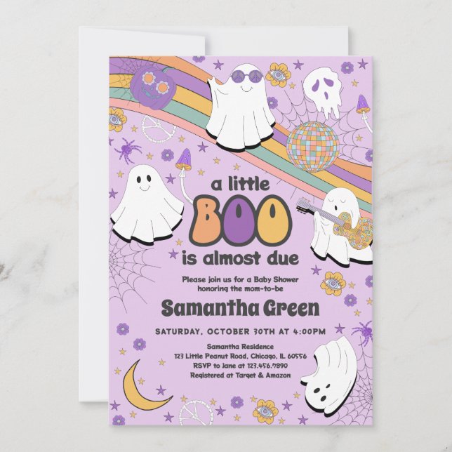 Invitación Groovy Little Boo Baby Shower (Anverso)