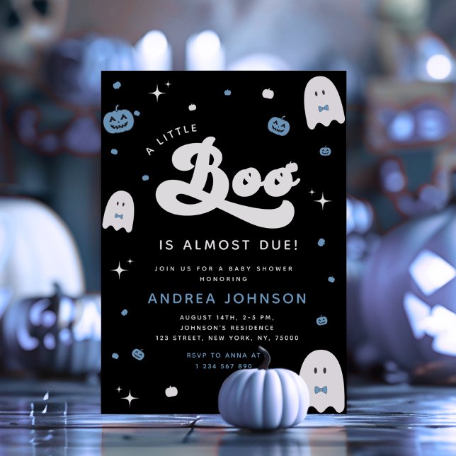 Invitación Groovy Little Boo Boy Halloween Fantasma de Baby S (Subido por el creador)