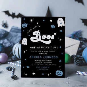 Invitación Groovy Little Boo Boy TWINS Halloween Baby Shower