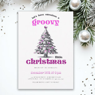 Invitación Groovy Little Christmas Disco Fiesta de Navidad Ro