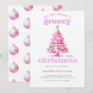 Invitación Groovy Little Christmas Fiesta de Navidad Disco Ro