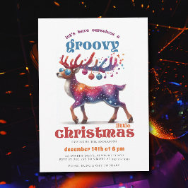 Invitación Groovy Little Disco Reindeer Funny Navidades Fiest