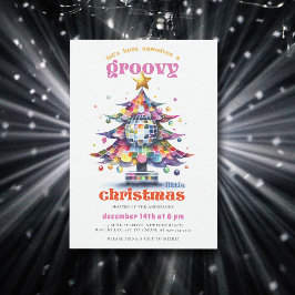 Invitación Groovy Little Navidades Disco Tree Navidad Fiesta