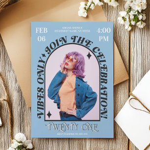 Invitación Groovy Modern Retro Arch Foto Fiesta de cumpleaños