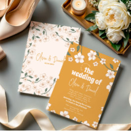 Invitación Groovy Mustard Boda Floral