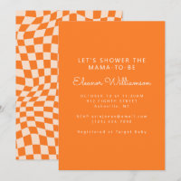 Groovy Naranja Resumen Checkerboard Baby Shower
