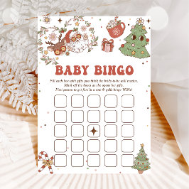 Invitación Groovy Navidades Baby Shower Baby Bingo Games Card