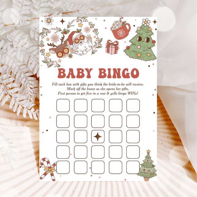 Invitación Groovy Navidades Baby Shower Baby Bingo Games Card (Subido por el creador)