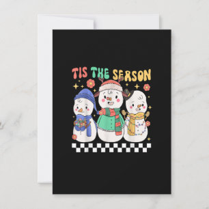 Invitación Groovy Navidades Esta Temporada Cute Snowman Merry