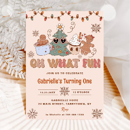 Invitación Groovy Navidades Oh Qué Divertida Fiesta de Cumple