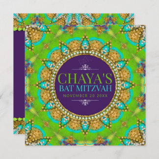 Invitación Groovy Neon Glamor Bat Mitzvah