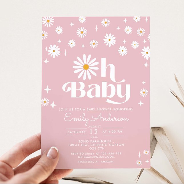 Invitación Groovy Oh Baby Daisy Baby Shower (Subido por el creador)