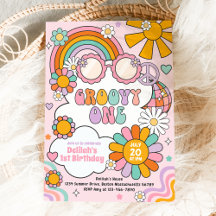 Groovy One 70 Flower Power Rainbow Birthday Party