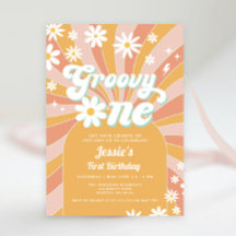 Groovy One Boho Retro Daisy Sunshine primer cumple