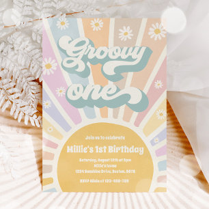 Invitación Groovy One Boho Sunshine Daisy Birthday Party