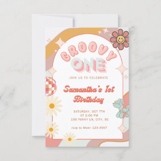 Invitación Groovy One First Birthday Party Invitation
