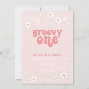 Invitación Groovy One margarita boho floral primer cumpleaños