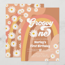 Groovy One Retro Daisy Boho Hippie Primer cumpleañ