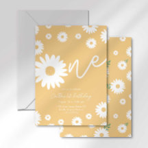 Groovy One Retro Daisy Boho Primer Cumpleaños