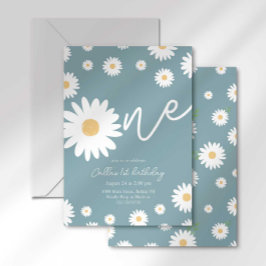 Invitación Groovy One Retro Daisy Boho Primer Cumpleaños