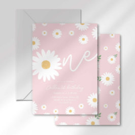 Invitación Groovy One Retro Daisy Boho Primer Cumpleaños