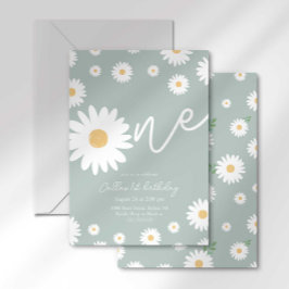 Invitación Groovy One Retro Daisy Boho Primer Cumpleaños