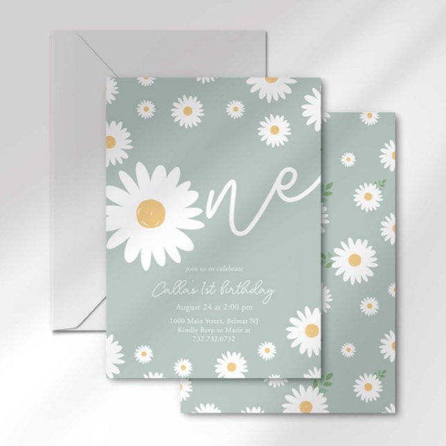 Invitación Groovy One Retro Daisy Boho Primer Cumpleaños (Subido por el creador)