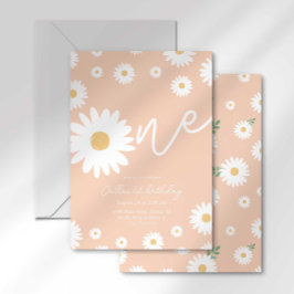 Invitación Groovy One Retro Daisy Boho Primer Cumpleaños