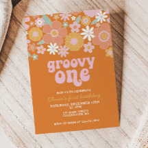 Groovy One Retro Floral primer cumpleaños
