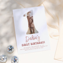 Groovy One Retro Foto Floral Rosa Primer cumpleaño