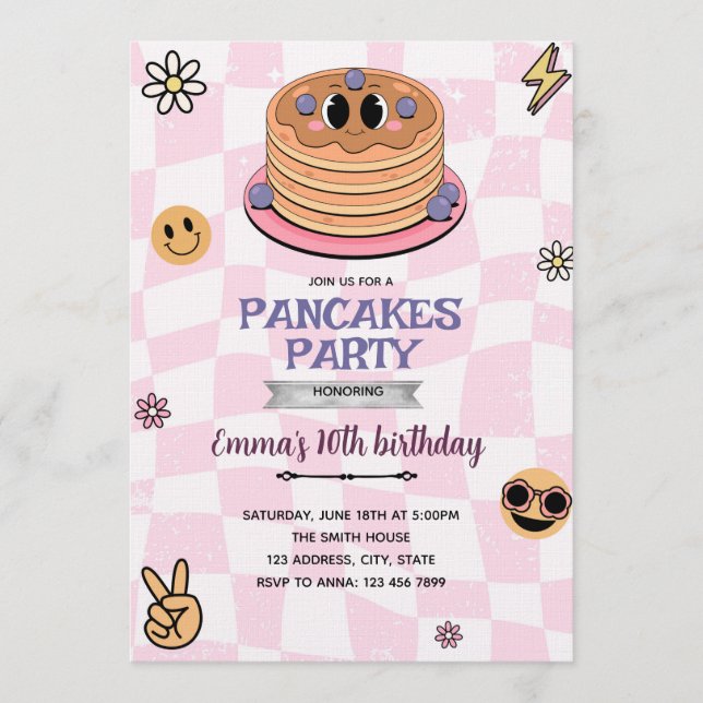 Invitación Groovy pancake party invitation (Anverso)