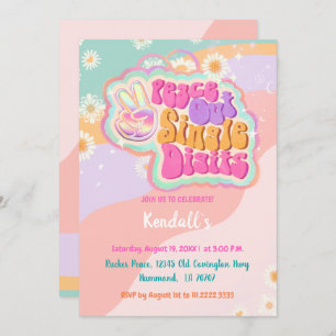 Invitación Groovy Peace Out Single Digits 10
