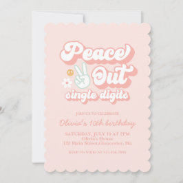 Invitación Groovy Peace Out Single Digits 100th Birthday Invi