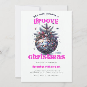 Invitación Groovy Pequeños Navidades Fiesta Navidades Rosa Di