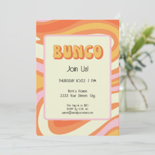 Invitación Groovy Pink y Naranja Bunco