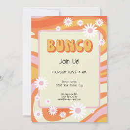 Invitación Groovy Pink y Naranja Bunco