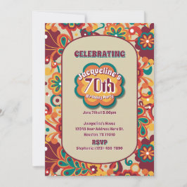 Invitación Groovy Psychedelic años 60 s Cumpleaños Floral