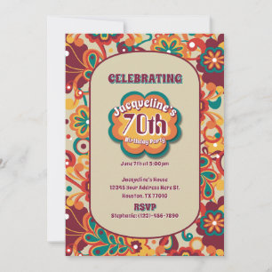 Invitación Groovy Psychedelic años 60 s Cumpleaños Floral