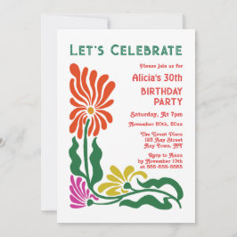 Invitación Groovy Psychedelic Flower Birthday