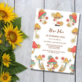 Invitación Groovy Psychedelic Mushroom Kids Cumpleaños