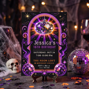 Invitación Groovy Purple Disco Ghost Sweet 16