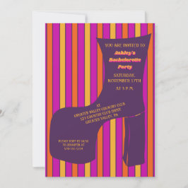 Invitación Groovy Purple Disco Shoe Bachelorette Party
