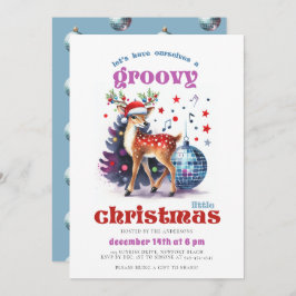 Invitación Groovy Reindeer Disco Ball Funny Navidades Fiesta