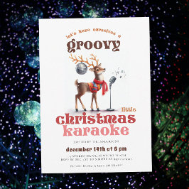 Invitación Groovy Reindeer Karaoke Funny Navidades Fiesta